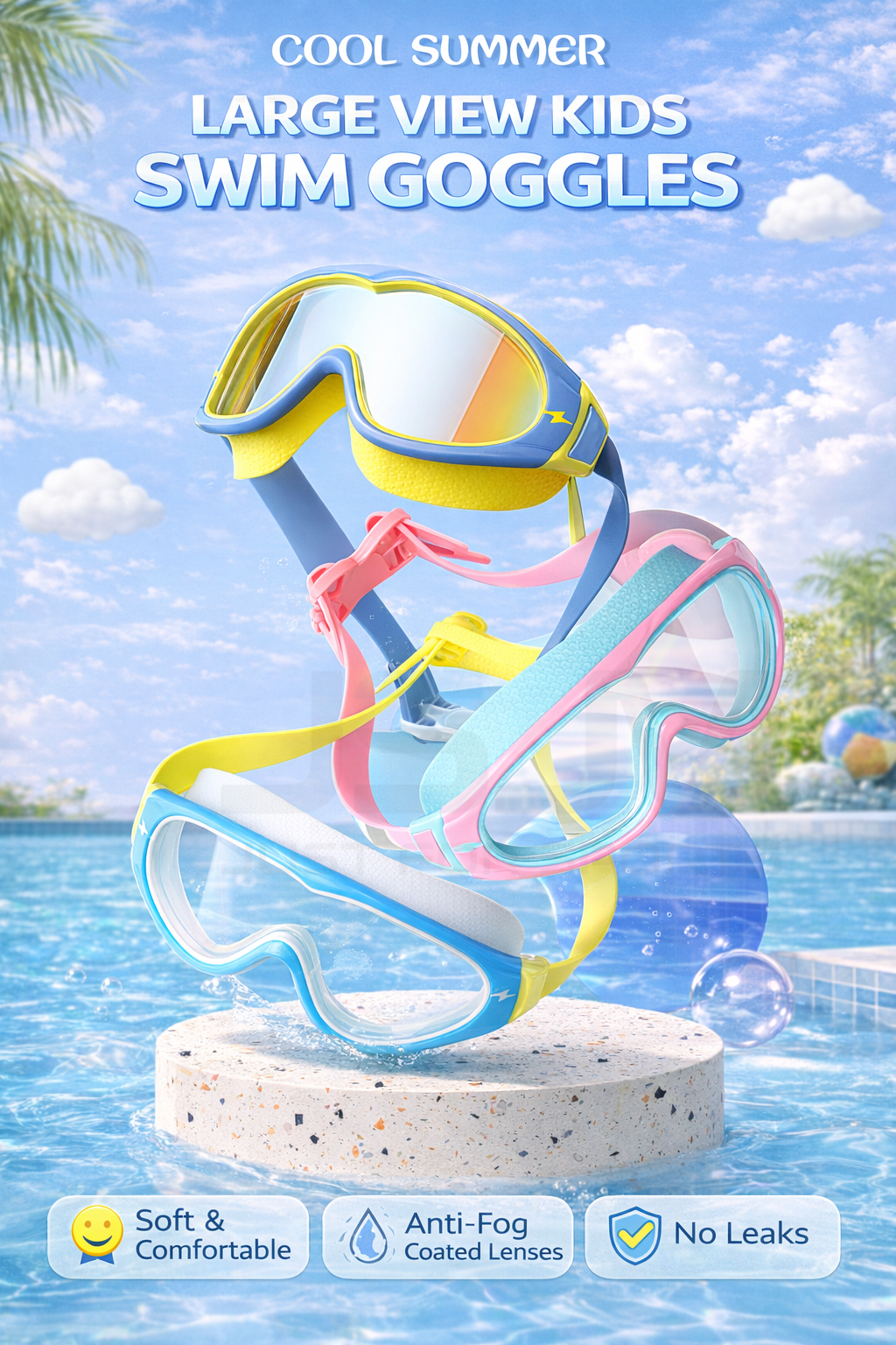 JSJM Kids Swimming Goggles Big - Silicone Mask Bracket avis et prix