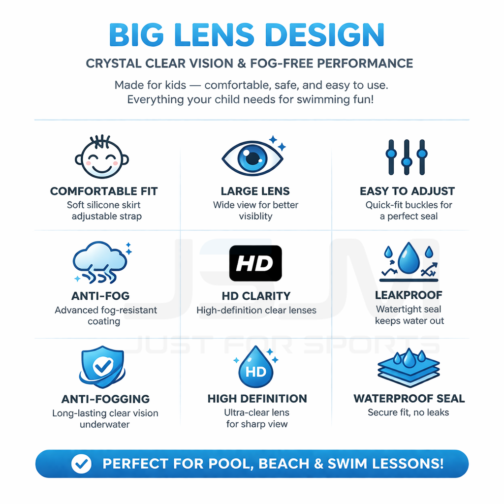 JSJM Kids Swimming Goggles Big - Silicone Mask Bracket avis et prix