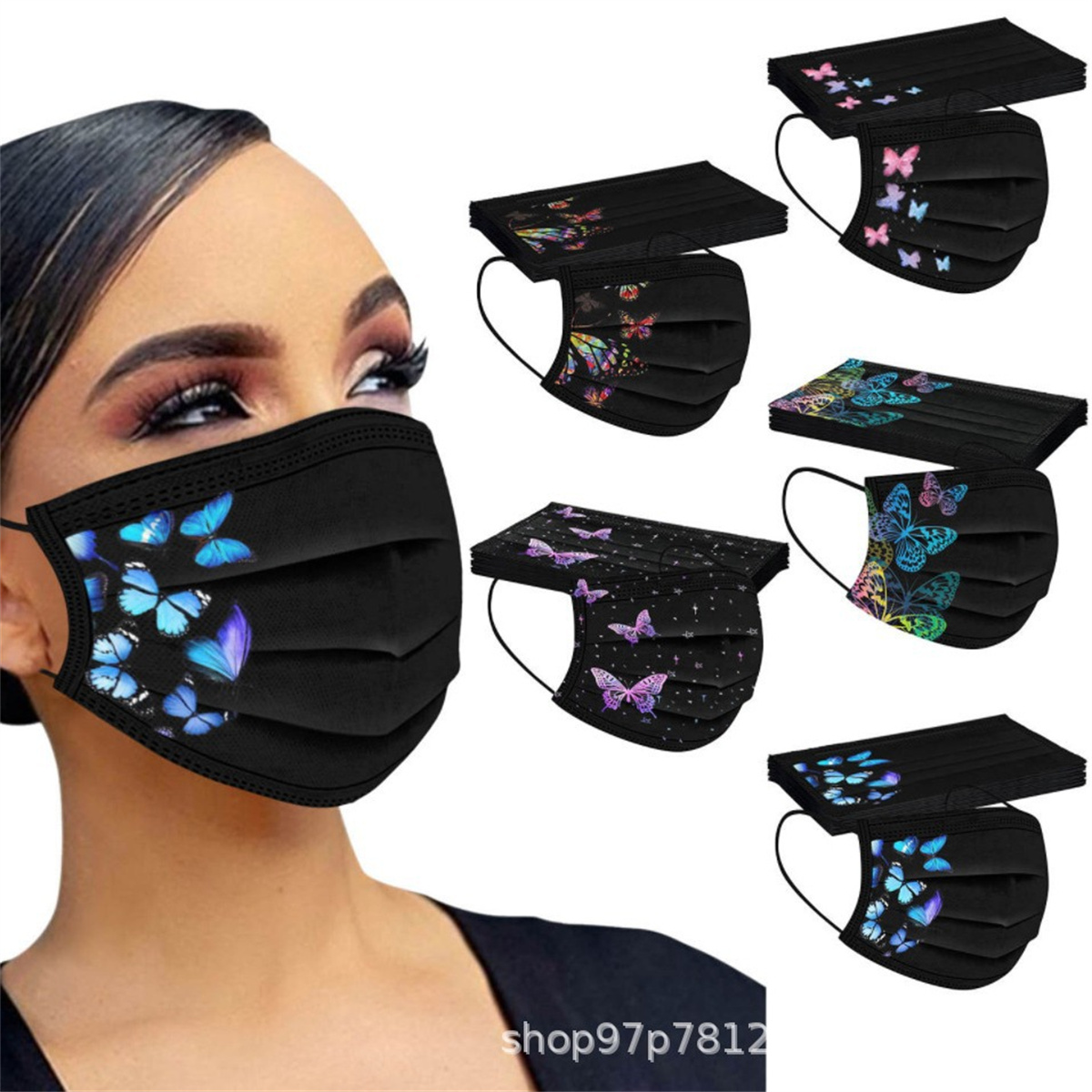 50pcs colorful butterfly print - Disposable Surgical Mask avis et prix