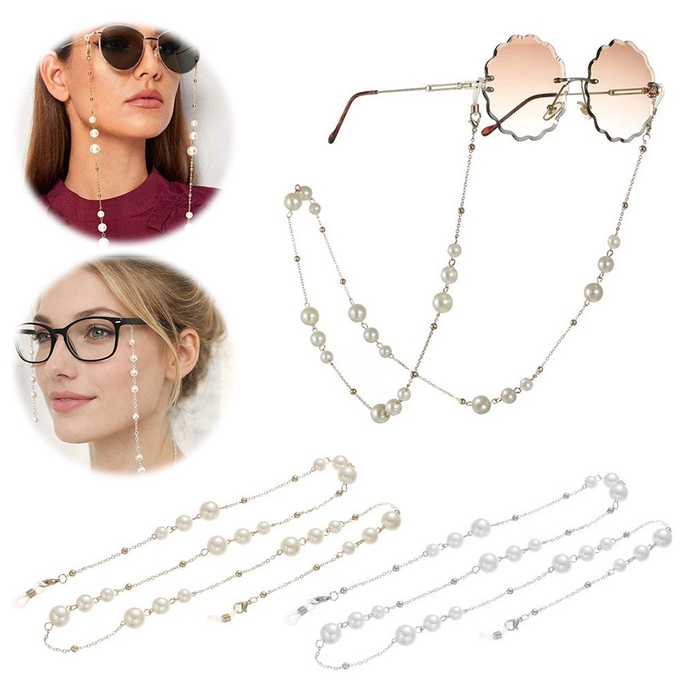 Trendy Pearl Beaded Sunglass C - Mask Lanyard Adjustable avis et prix