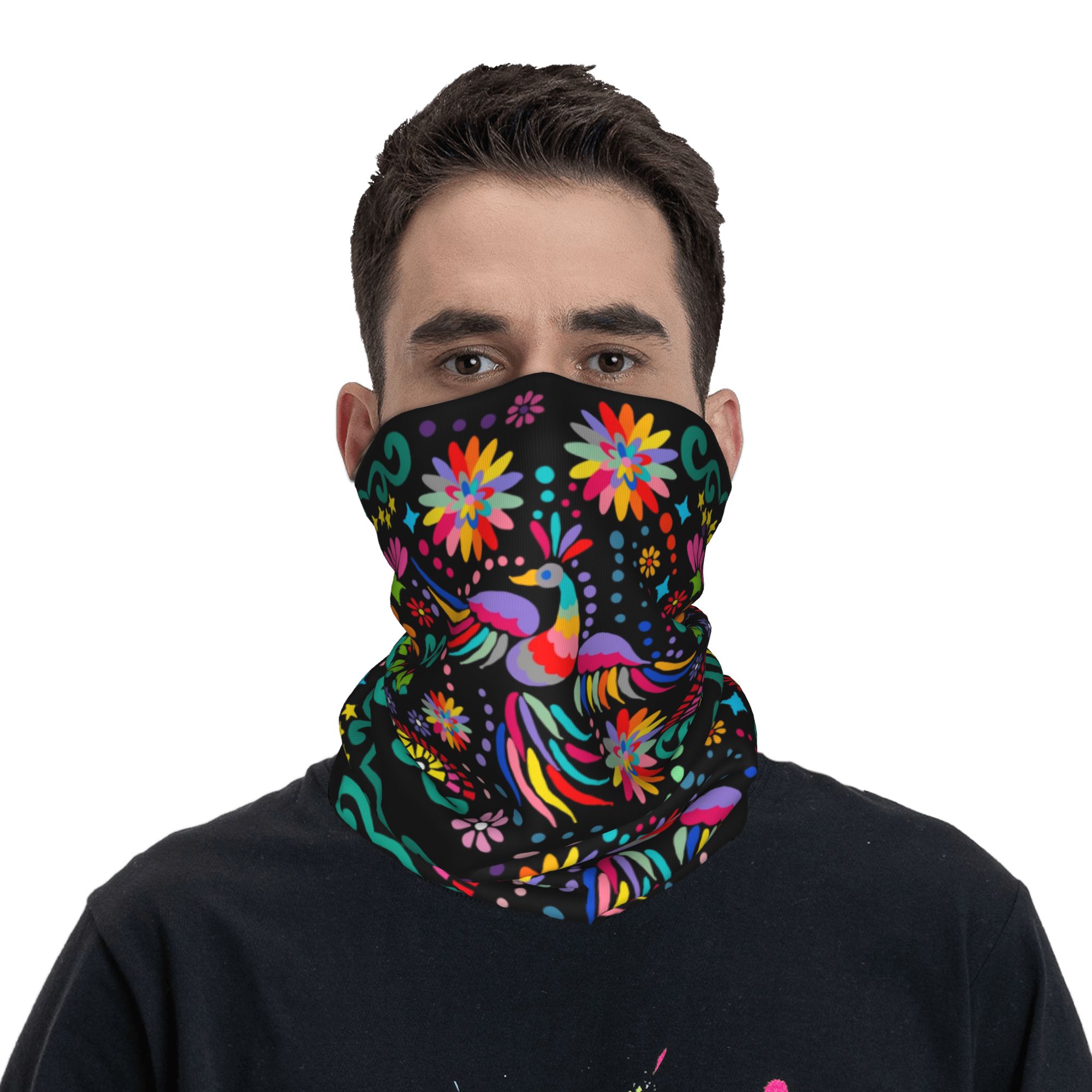 Custom Mexican Floral Flower T - Neck Gaiter Face Cover avis et prix