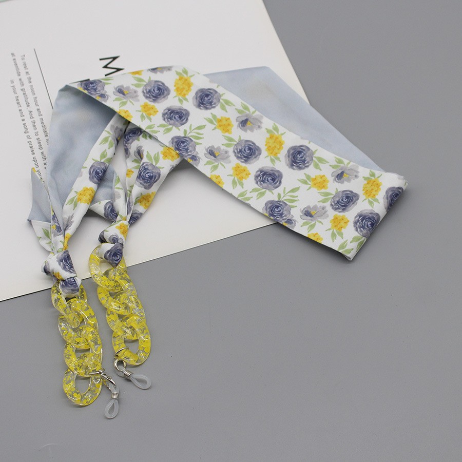 Bohemia Print Silk Scarf Glass - Mask Chain Holder avis et prix