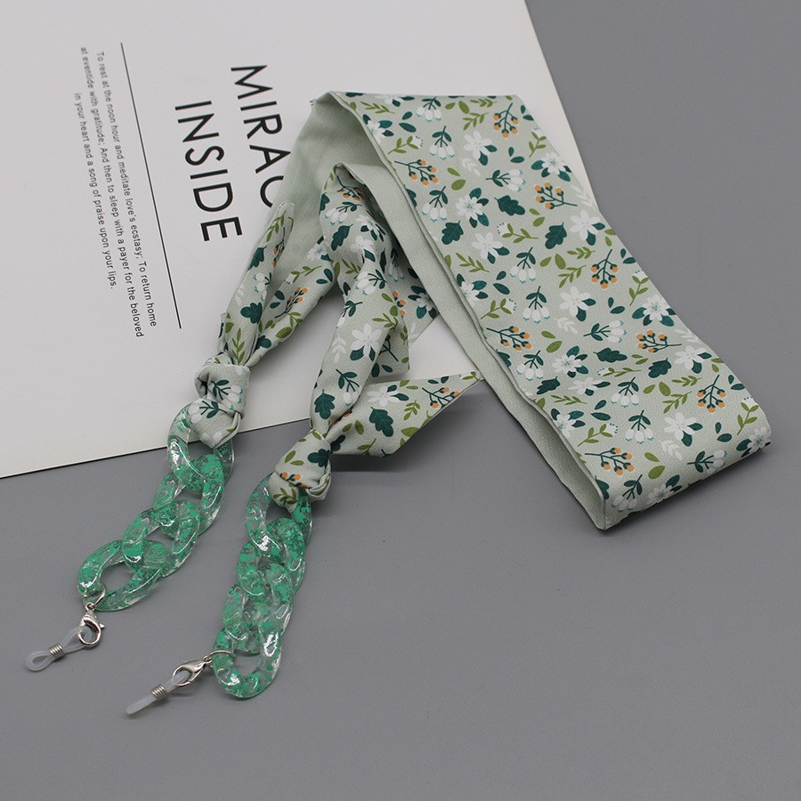 Bohemia Print Silk Scarf Glass - Mask Chain Holder avis et prix