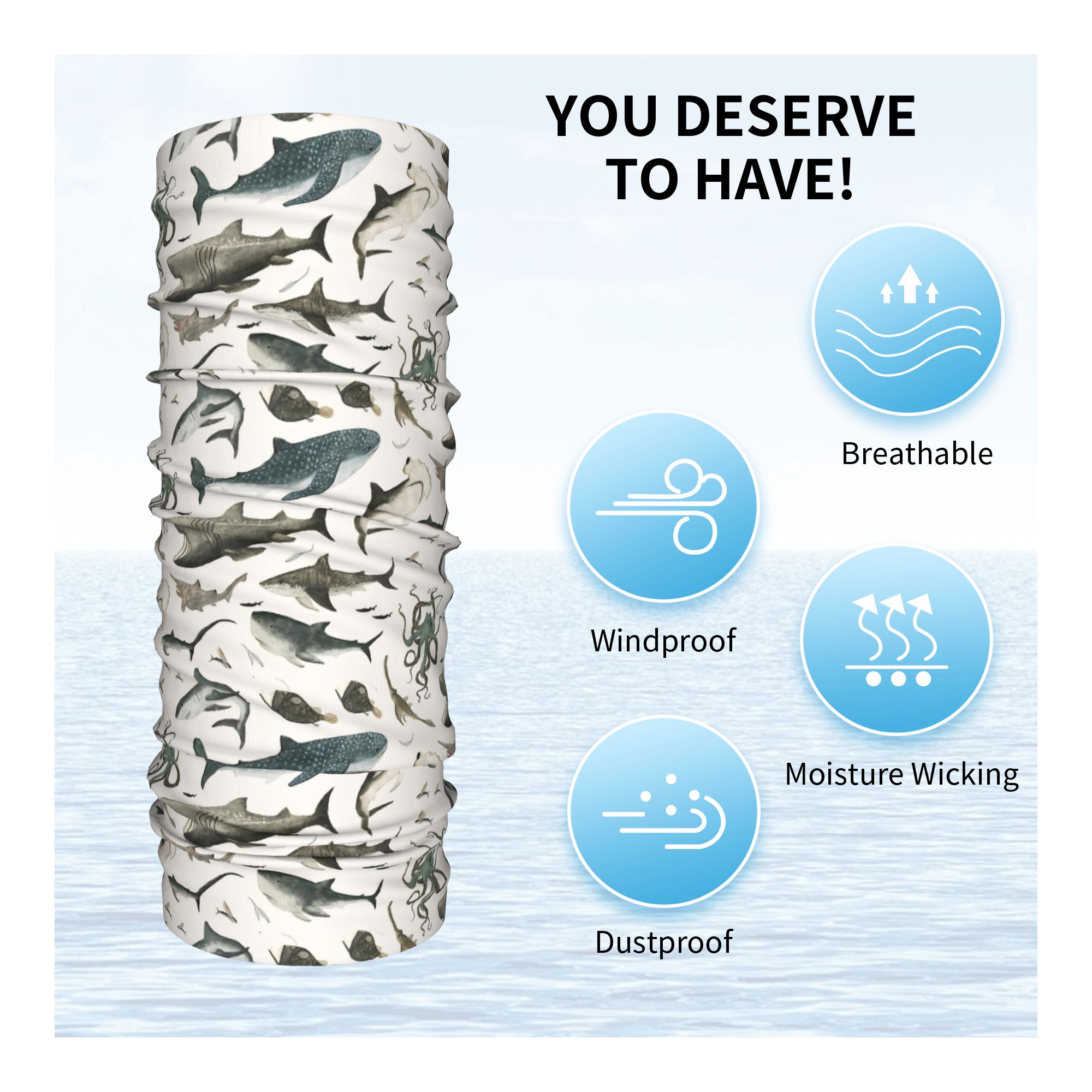 Shark Ocean Animal Sharks Band - Neck Gaiter Face Cover avis et prix