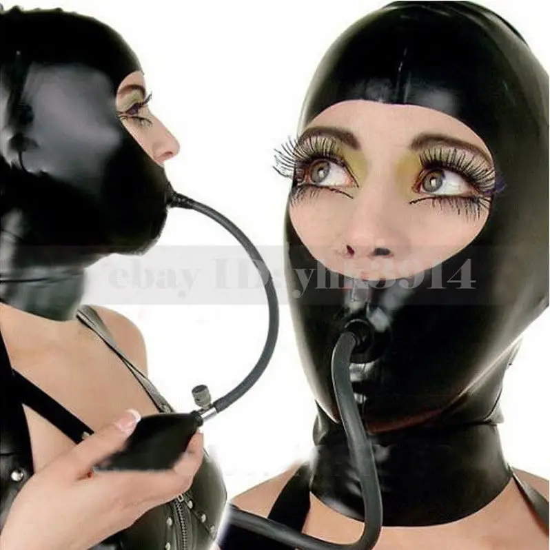 Black Unisex Latex Hoods Mask  - Black Face Mask Pack avis et prix