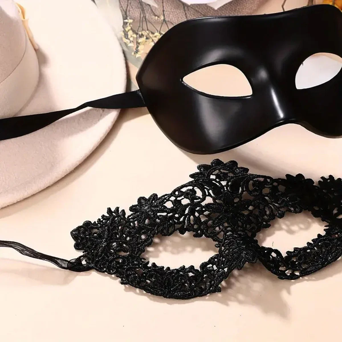 2pcs Elegant Black Lace Masque - Black Face Mask Pack avis et prix