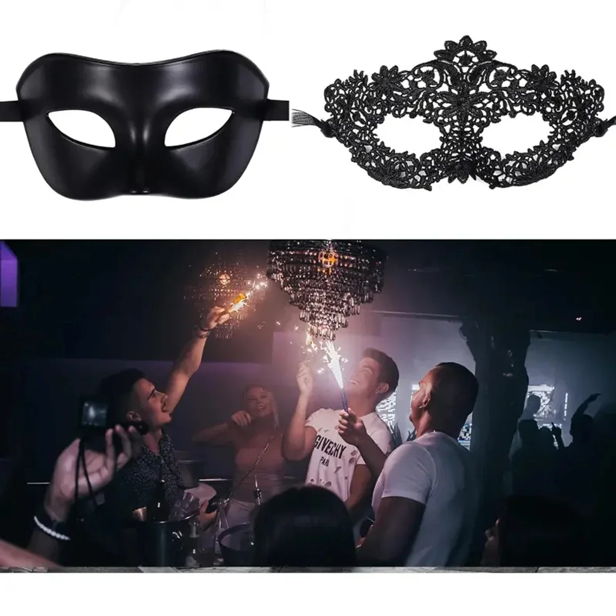 2pcs Elegant Black Lace Masque - Black Face Mask Pack avis et prix