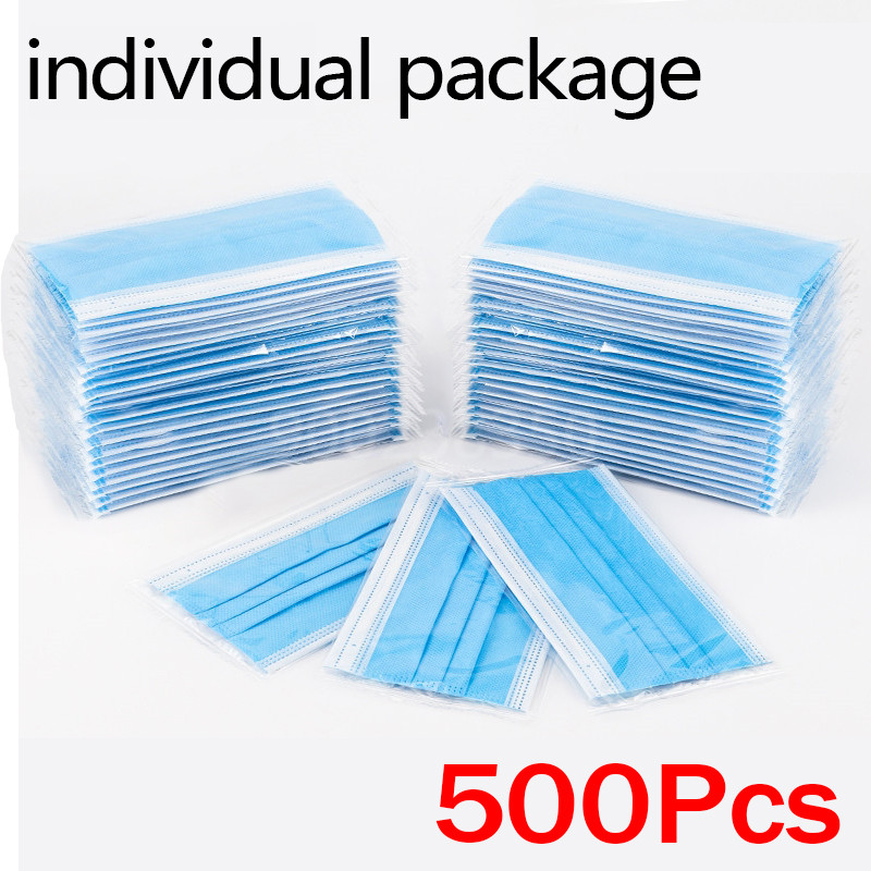 10-500pcs Disposable Adults in - Disposable Mask Blue avis et prix