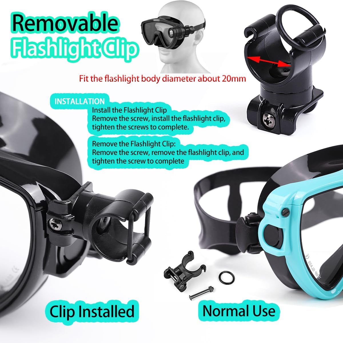 Scuba Diving Mask with flashli - Silicone Mask Bracket avis et prix